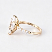 Bague de fiançailles en moissanite marquise certifiée GRA, plaquée or 18 carats, argent sterling 925, pour femme