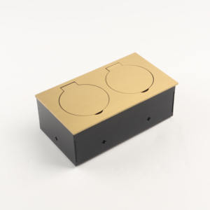 Boîtier de sol encastré chromé avec ports multimédia et USB pour salles de conférence - Product Image 1