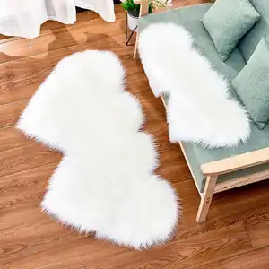 2019 más popular de forma de corazón de piel de oveja alfombras de piel alfombras de la alfombra de piel de imitación