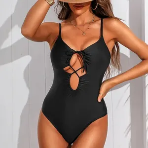 Высококачественный модный сексуальный Летний Пляжный Цельный купальник сплошной цвет Женская пляжная одежда