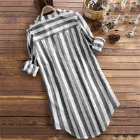 Nouvelles Robes Chemise Amples Rayées pour Femmes, Manches Longues, Style Décontracté et Tendance, Printemps-Été, Grande Taille Africaine, Vestidos Féminins S-5XL