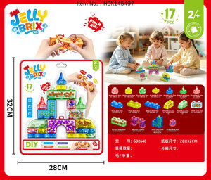 Blocs sensoriels souples pour les enfants de 2 ans, blocs de construction transparents en gelée compressible, sans BPA, jouets pour développer la motricité fine des tout-petits - Product Image 1
