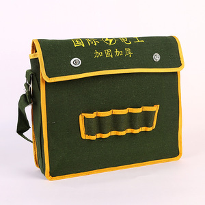 Electrician Tool Bag Canvas Shoulder Bag With Zipper Closure And Multiple Pockets For Repair And Installation Use - Product Image 1
