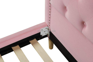 Lit double rembourré moderne et minimaliste avec design contemporain élégant, tête de lit capitonnée et rangement intégré - Product Image 3