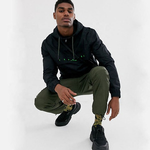 Giacca a vento personalizzata con Logo personalizzato a prova di vento giacca da uomo con cappuccio mezza Zip personalizzata giacca a vento - Product Image 2