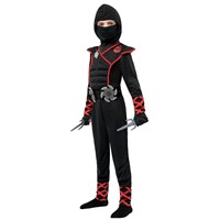 Set Kostum Ninja Berlapis Busa untuk Anak-anak dengan Tudung, Masker, Senjata, dan Aksesoris Garis Merah, Pakaian Seni Bela Diri untuk Pesta Halloween dan Cosplay