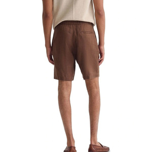Shorts classiques en mélange de lin pour hommes, longueur Bermuda, au-dessus du genou, vêtements décontractés, légers, couleur unie, pour les vacances d'été - Product Image 5