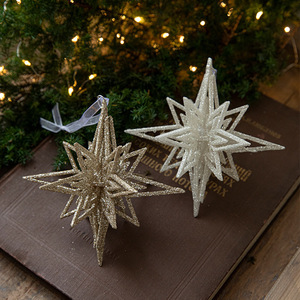 2024 vendita calda 3D luccicanti con paillettes stellari natale nuovo anno albero sfera ornamenti stella appesa decorazioni - Product Image 2
