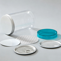 Stock d'usine disponible : Bouteille en plastique PET transparente ronde de 500 ml, à large ouverture, avec double couvercle, vide, pour aliments, bonbons, gâteaux et biscuits