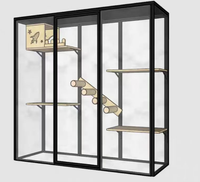 Villa pour animaux de compagnie décorative avec cadre en alliage d'aluminium anodisé de taille personnalisée, vitrée sur les côtés, maison panoramique en aluminium, espace pour chat