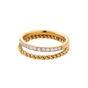 الفولاذ المقاوم للصدأ 18K تصاميم مجردة مع الزركون للنساء خواتم عصرية الأزياء والمجوهرات خاتم مضاد للطلاء - Product Image 2