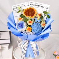 Bouquet moderne fait main - Fleurs en tricot tournesol prêtes à offrir pour l'anniversaire de votre petite amie, la Saint-Valentin et diverses occasions