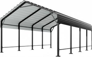 Abri <span class=keywords><strong>de</strong></span> voiture en métal robuste 12x20 pieds, abri extérieur toutes saisons pour véhicules avec toit en acier et structure renforcée, auvent <span class=keywords><strong>de</strong></span> voiture permanent - Product Image 3