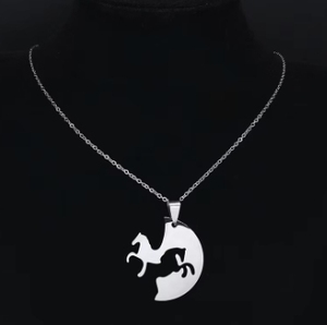 Kalung liontin baja tahan karat kuda 2PCS, kalung pasangan hewan wanita/pria, hadiah perhiasan persahabatan <span class=keywords><strong>BFF</strong></span> - Product Image 4