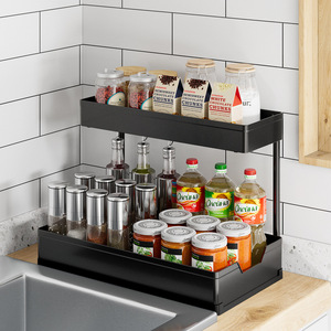 Organizador de Gabinete Deslizable de 2 Niveles, Cesta Doble Extraíble para Debajo del Fregadero, Tipo Vertical con Material Plástico - Product Image 4