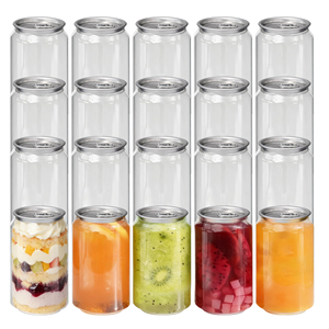 Bouteilles en plastique PET OEM avec logo, canettes transparentes de haute qualité pour boissons gazeuses avec couvercles en aluminium - Product Image 1