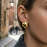 Boucles d'oreilles en acier inoxydable plaqué or 18 carats, style hyperbole, tridimensionnelles, élégantes et tendance