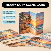 Kit d'autocollants 3D personnalisés en PET haute transparence pour paysages de plage et de surf, anti-stress, DIY