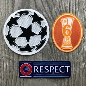 Logotipo personalizado Ucl Champions League parche insignias Transferencia de Calor impresión deportes equipo de fútbol Club Jersey balón de fútbol 3D Flock parche