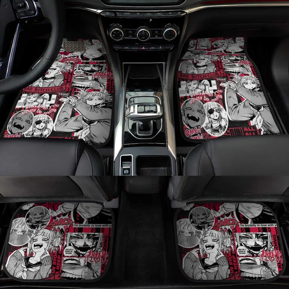 Cartoon Japanese Anime Print on Demand Custom Car Floor Mats Universal Truck Vans Dustproof Front and Rear Floor Mats Set 4PCS