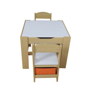 Juego de Mesa y Dos Sillas Modernas para Niños con Contenedor de Almacenamiento, Escritorio de Actividades de Madera para Niños - Blanco, Seguro para Sala de Estar - Product Image 2