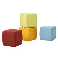 Pouf d'extérieur lavable multifonctionnel en tissu, repose-pieds carré, petit ottoman cube