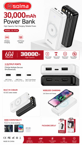 Baterías Externas <span class=keywords><strong>Solma</strong></span> de Venta Caliente, Carga Rápida, para Teléfonos Móviles, 30000mAh, Delgadas y Ligeras, Fáciles de Transportar - Product Image 2