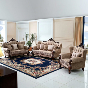 Ensemble de canapés Chesterfield traditionnels avec dossier capitonné, revêtement en tissu, accoudoirs roulés, pieds en bois, meubles de salon - Product Image 1