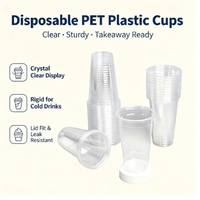 Ensembles de gobelets jetables en PET de 12/16/20/24/32 oz avec couvercles pour café, boissons à emporter, boutique de boissons
