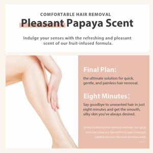 Vente en gros d'ingrédients naturels spray dépilatoire efficace et indolore crème épilatoire avec saveur <span class=keywords><strong>de</strong></span> <span class=keywords><strong>papaye</strong></span> pour les zones des aisselles du visage - Product Image 4
