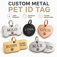 Plaque de nom pour animal de compagnie en acier inoxydable gravée au laser pour collier, harnais, pendentif avec numéro de contact, étiquette d'identification en métal personnalisée, médaille personnalisée pour chien