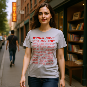Camiseta feminista para mujer Don't Owe You Sh*t, estilo vintage, cuello redondo, manga corta, 100% algodón, corte regular, para todas las estaciones - Product Image 2