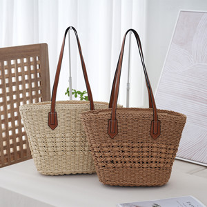 Women's Beach Paper Clutch Purse <strong>Wicker</strong> <strong>Bag</strong> Chains Tassel Zipper Closure Bohemian Vintage Summer Logo Colorful Retro - Product Image 2