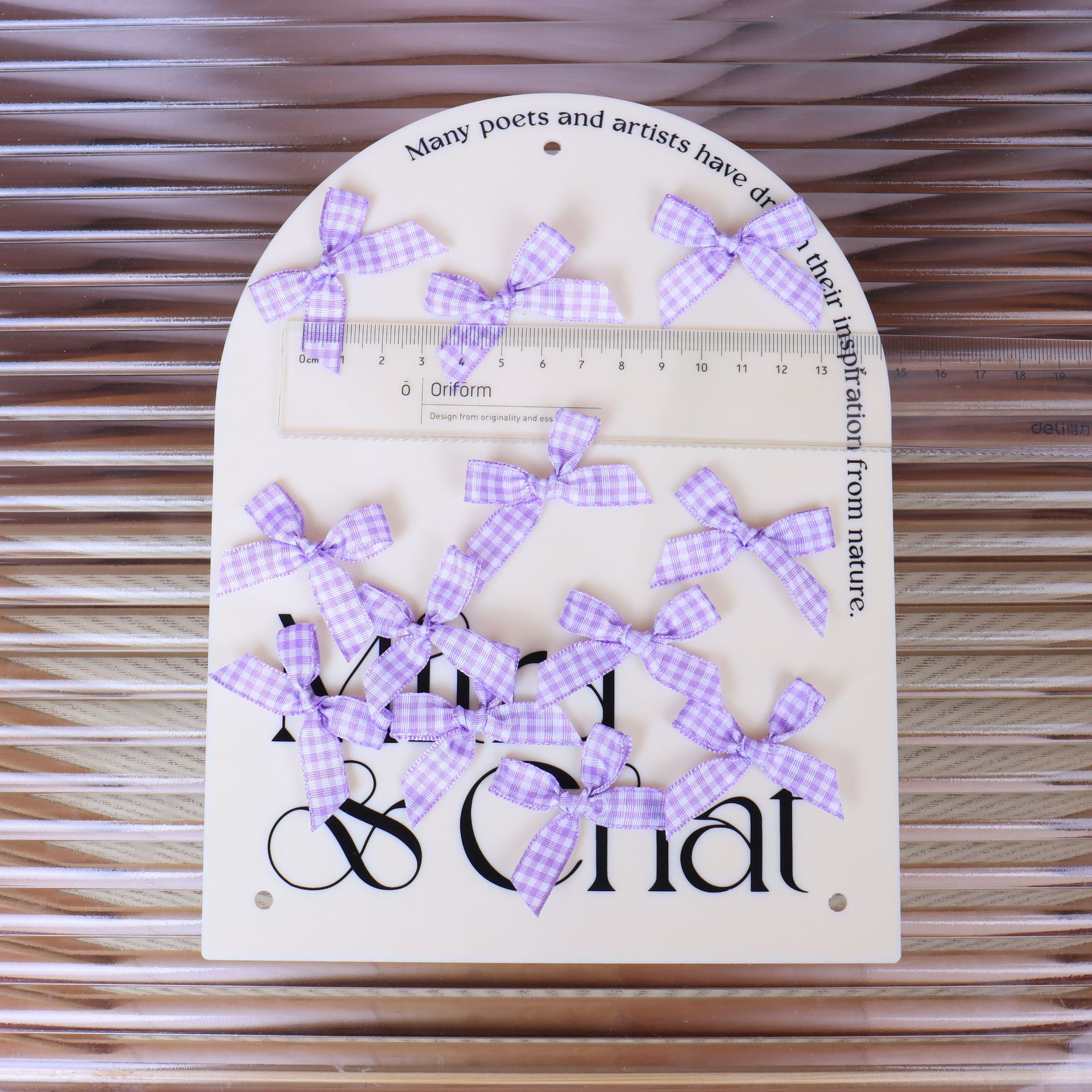 3 púrpura-1cm Plaid bow - 3 púrpura * 1cm celosía arco