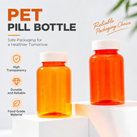 Flacon de pilules en PET de 250 cc, matière première de qualité alimentaire, étanchéité parfaite, anti-fuite, logo personnalisé accepté, pour l'emballage de compléments alimentaires