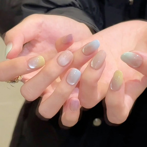 Puntas de uñas portátiles minimalistas de gama alta hechas a mano ojo de gato rubor aron gradiente de Color chica picante manicura uñas postizas - Product Image 2