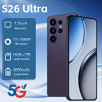 Smartphone S26 Ultra Suède 7,3 pouces 90Hz LED Android 15 16 Go 1 To 108 MP 8800 mAh Autres 5G Double SIM Carte TF Face ID GPS Métal