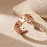 Bague magnétique vintage en cuivre pur à 99,9 %, ajustable, avec aimants en néodyme pour hommes, vente en gros