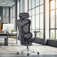 Chaise de bureau ergonomique moderne en tissu maillé réglable, avec pieds en alliage d'aluminium, garantie de 3 ans, vente en gros par le fabricant chinois