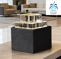 Fuente de Mesa de Cristal Moderna y Minimalista, Decoración con Agua Circulante para Hogar u Oficina