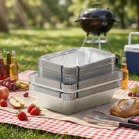 Plateau de cuisson rectangulaire jetable en aluminium inoxydable épais pour pique-nique et barbecue en plein air