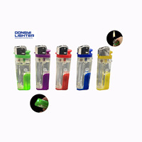 Vente en gros Briquets jetables fantaisie en plastique silex multicolores personnalisables LED FLASH
