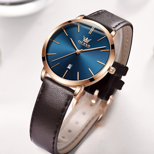 <span class=keywords><strong>Montres</strong></span> de luxe personnalisées OEM 5869 avec logo, bracelet en cuir véritable, quartz, minimalistes, ultra-fines, horloges à impulsions, haute qualité, pour femmes - Product Image 2
