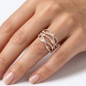 Élégante bague large en or rose 18 carats avec diamants naturels, pour les détaillants, échantillonnage rapide en 5-7 jours - Product Image 3