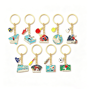 Porte-clés personnalisés en alliage de zinc en forme de cœur ou ronds, plaqués or antique, avec émail, breloques promotionnelles en métal, cadeaux personnalisés - Product Image 2