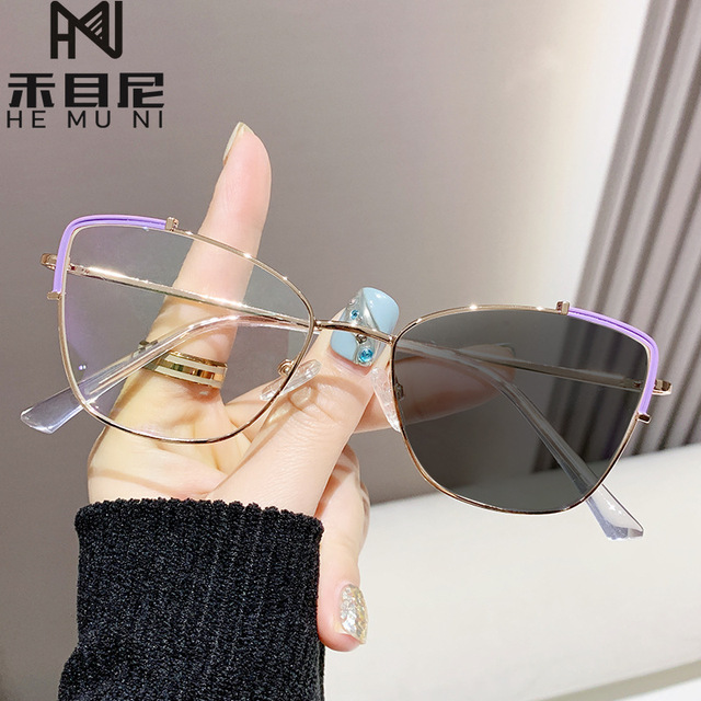 7184 Fashion Metal Frame Women Cear Lens Eyeglass Can Be Accompanied by Myopia New Design Filter Blue Light Glasses