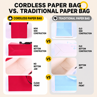 Sacs shopping en papier rose de luxe avec logo personnalisé et poignées en ruban, emballages cadeaux haut de gamme pour boutiques, vente en gros