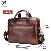 Maletín de Cuero para Hombre Marca BULLCAPTIAN, Bolso Bandolera Multifuncional, Portaordenador de 15 Pulgadas, Bolso de Mano de Gran Capacidad para Negocios