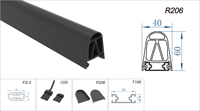FS-206 Anti Collision noir bord de sécurité EPDM de haute qualité pour Robot Mobile barre de capteur de pare-chocs souple bord de capteur Anti pincement