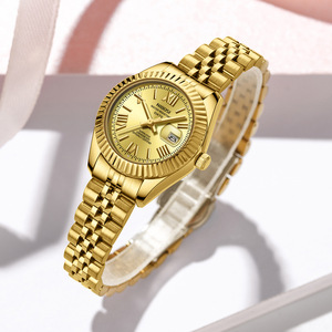 Reloj de Pulsera de Cuarzo de Acero Inoxidable de Alta Gama para Mujer, Reloj de Negocios de Lujo con Esfera Redonda, Escala de Números Arábigos y Cierre de Doble Presión - Product Image 3
